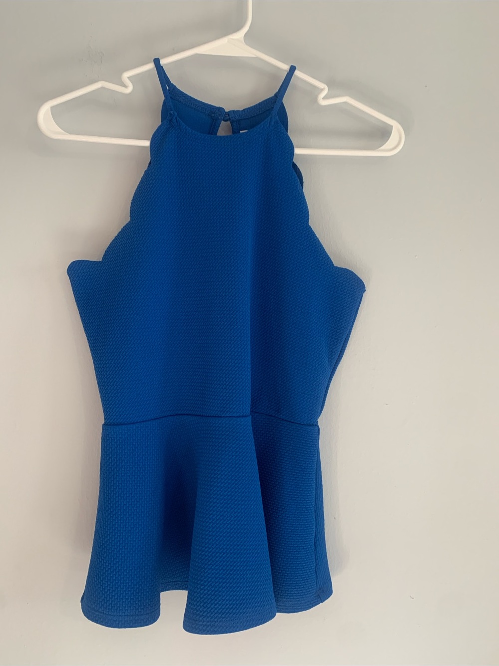 SOCIALITE Royal Blue Textured Halter Peplum Top
